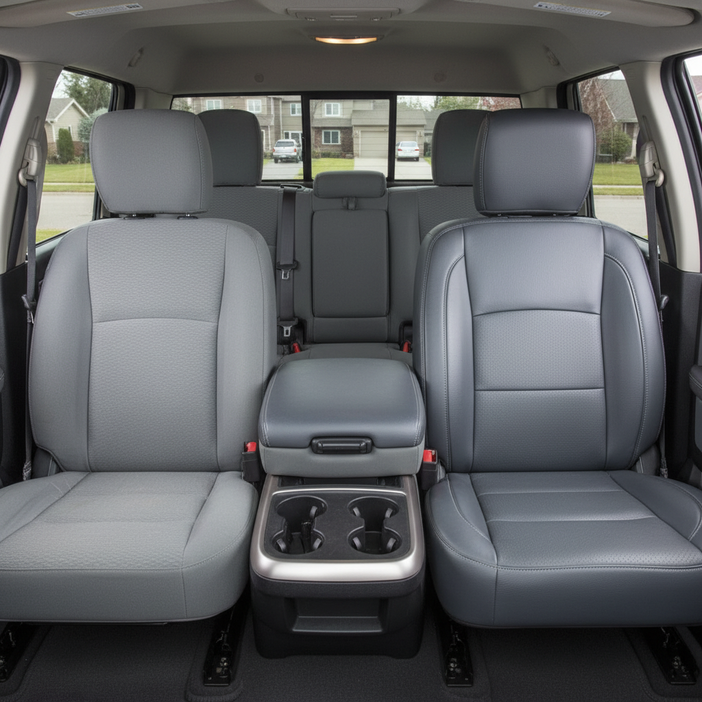 2012-2018 Ram 1500/2500/3500 Katzkin Leather Kit – Lapis Grey with Perforated Combo Center Inserts & Lapis Grey Stitching