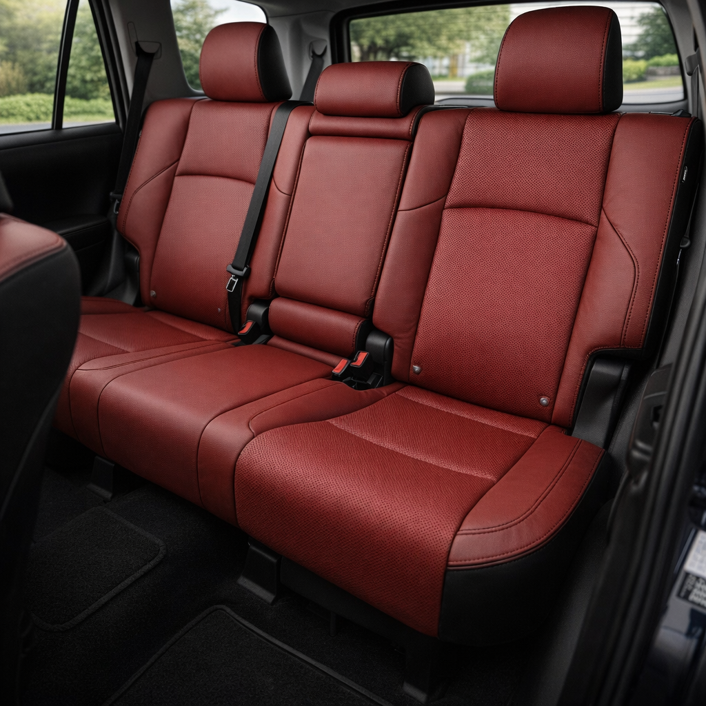 2010-2024 Toyota 4Runner SR5 Katzkin Leather – Black & Medium Red Seat Faces, Perforated Black Inserts & Black Stitching