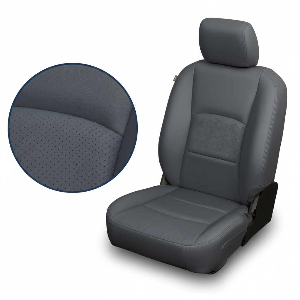 2012-2018 Ram 1500/2500/3500 Katzkin Leather Kit – Lapis Grey with Perforated Combo Center Inserts & Lapis Grey Stitching