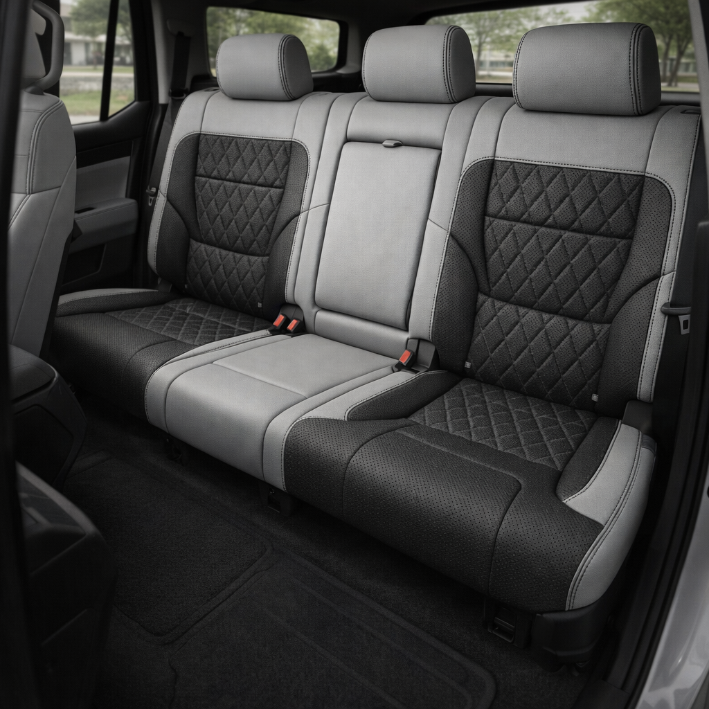 2015-2017 Ford F-150 XLT SuperCrew Katzkin Leather Upholstery Kit – Black & Tan Brown with Perforated Tan Brown Inserts & Stitching