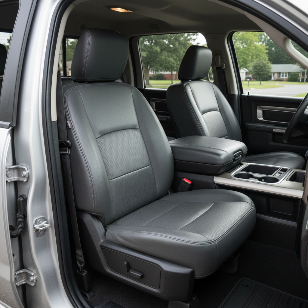 2012-2018 Ram 1500/2500/3500 Katzkin Leather Kit – Lapis Grey with Perforated Combo Center Inserts & Lapis Grey Stitching