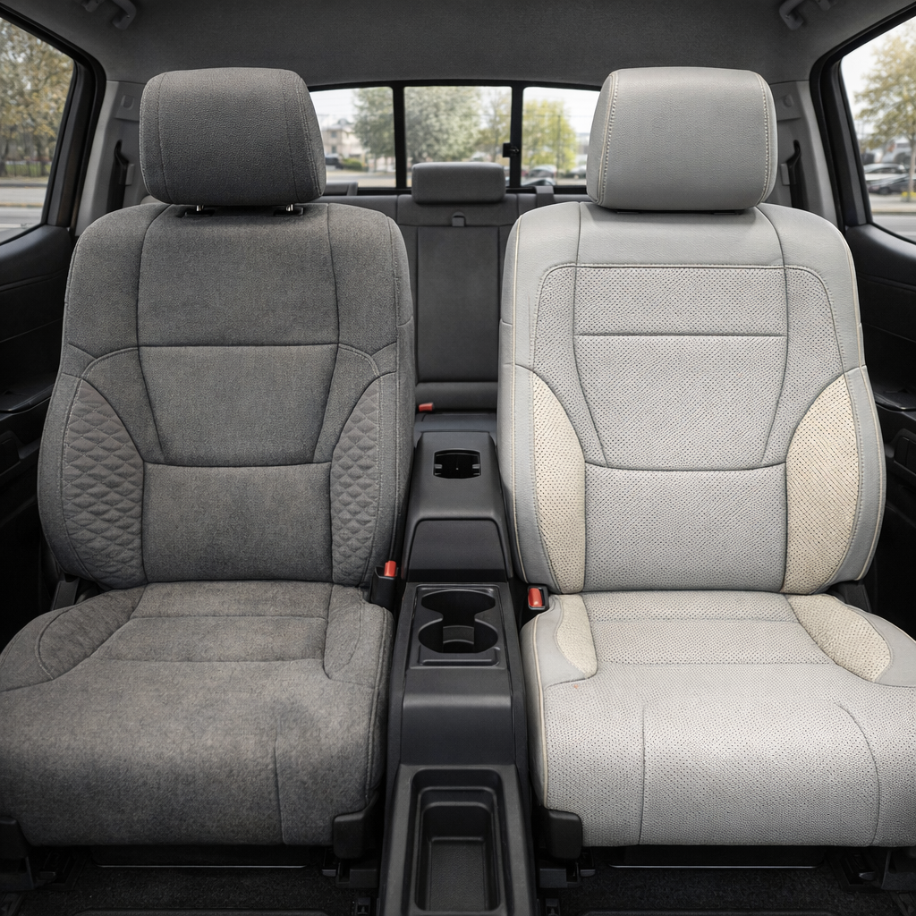 2022-2026 Toyota Tundra Katzkin Leather Upholstery Kit – Cement Gray with Perforated Pearl White Accents