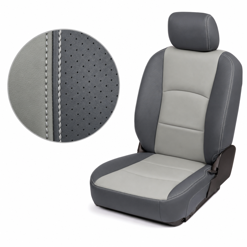 2012-2018 Ram 1500/2500/3500 Katzkin Leather – Lapis Grey & Frost Body Inserts, Perforated Panels
