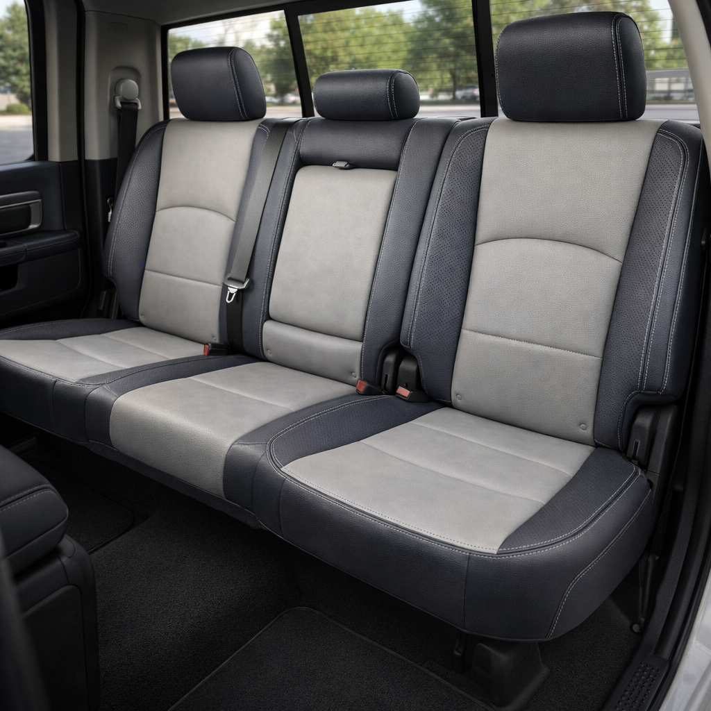 2012-2018 Ram 1500/2500/3500 Katzkin Leather – Lapis Grey & Frost Body Inserts, Perforated Panels