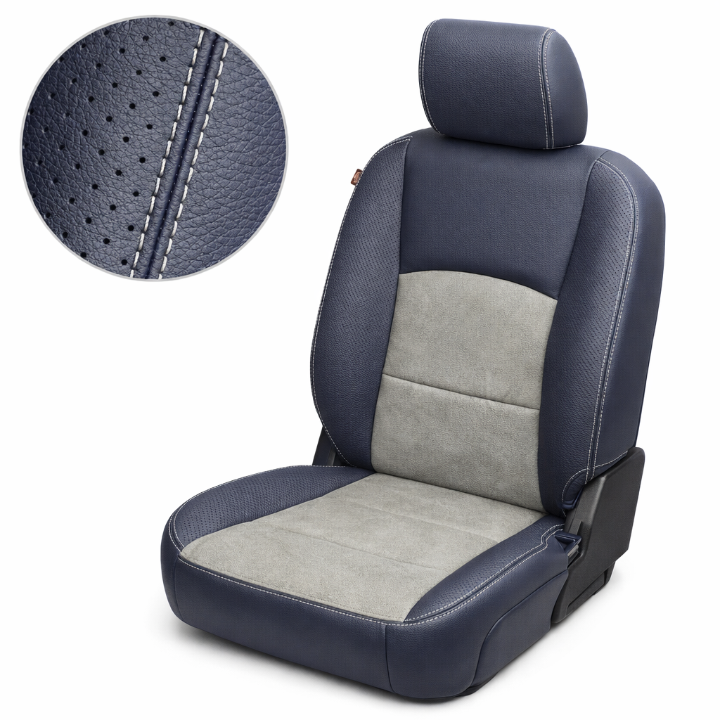 2012-2018 Ram 1500/2500/3500 Katzkin Leather – Lapis Grey & Heather Gray Suede, Perforated Panels