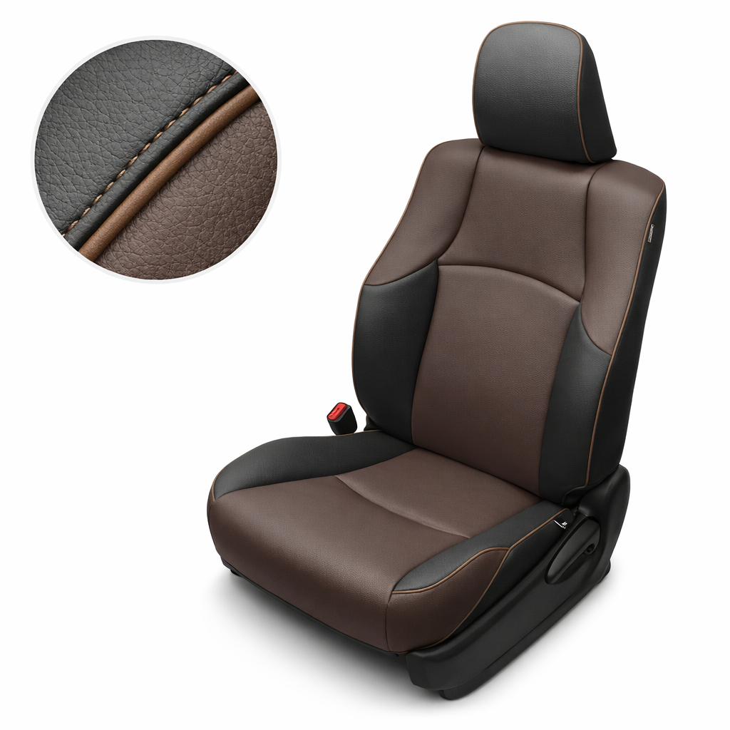 2010-2024 Toyota 4Runner SR5 Katzkin Leather – Black & Coffee Inserts, Coffee Accent Panels & Coffee Piping