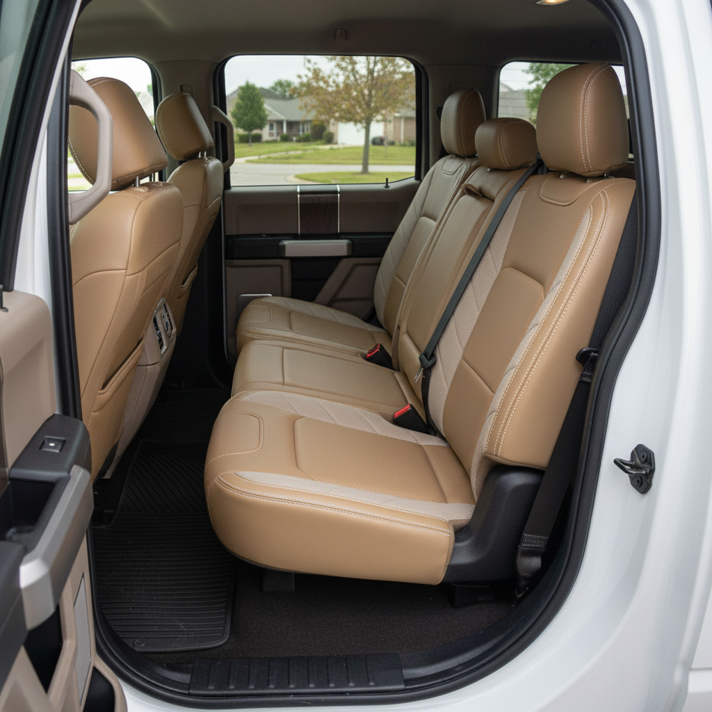 2015-2020 Ford F-150 XLT SuperCrew Katzkin Leather Kit – Bisque Beige, Sandalwood Suede Panels & Bone Stitching