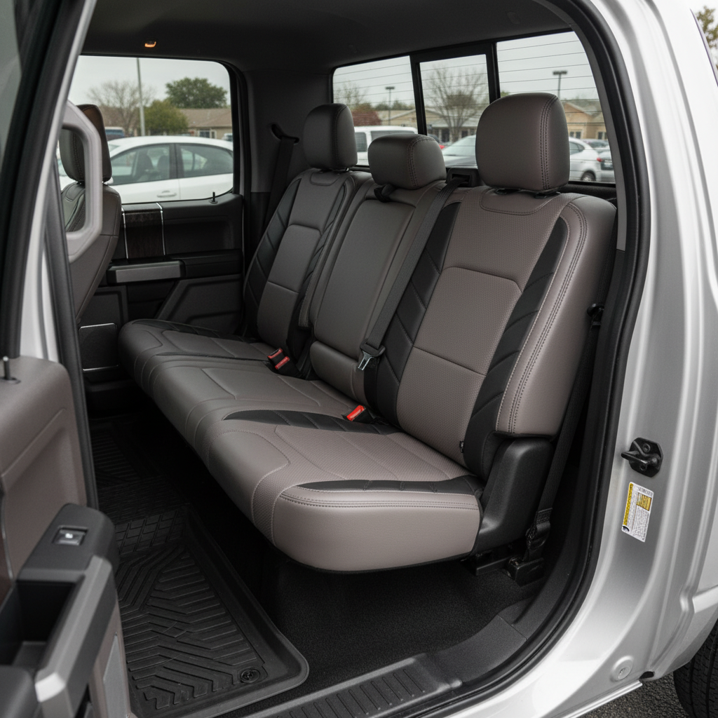 2015-2020 Ford F-150 XLT SuperCrew Katzkin Leather Kit – Stone & Black Accent Panels, Black Stitching