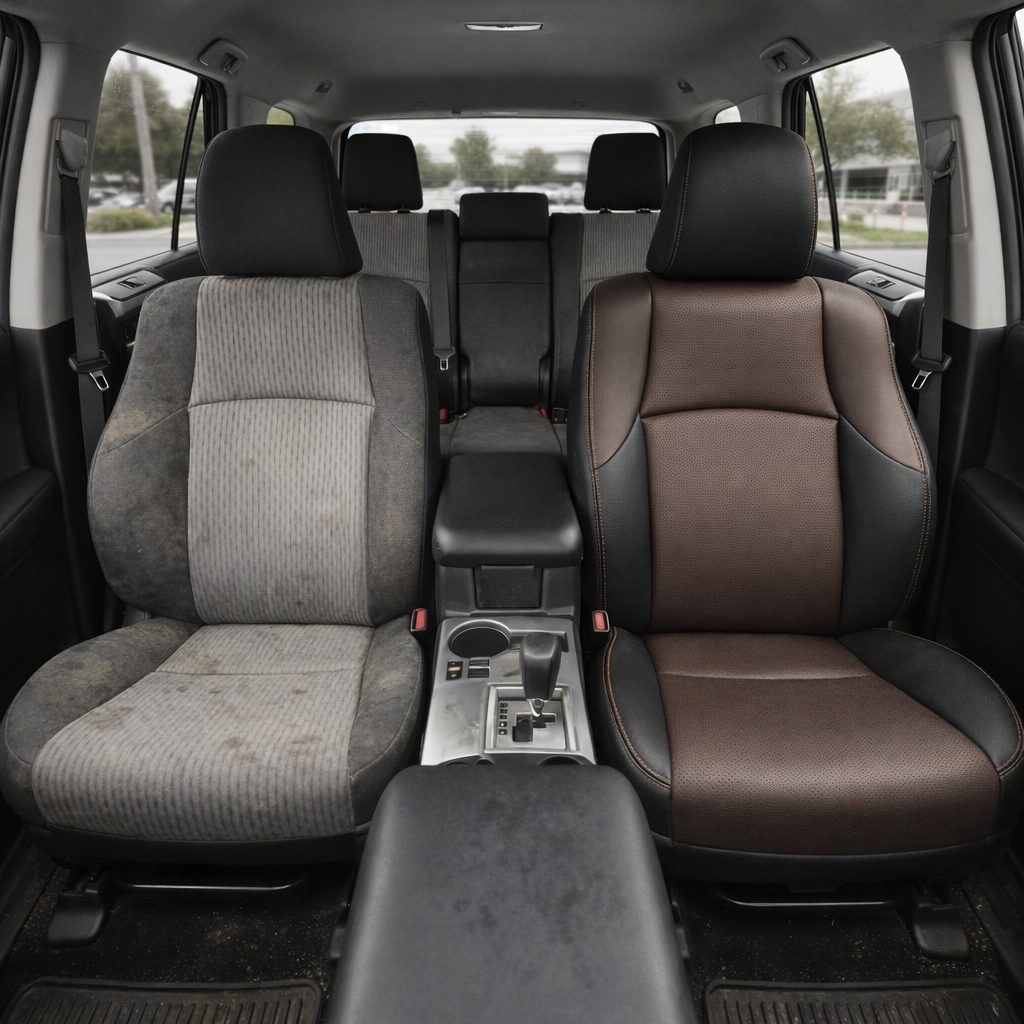 2010-2024 Toyota 4Runner SR5 Katzkin Leather – Black & Coffee Inserts, Coffee Accent Panels & Coffee Piping