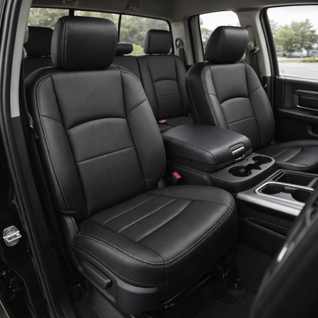 2012-2018 Ram 1500/2500/3500 Katzkin Leather Kit – Black with Perforated Combo Center Inserts & Black Stitching